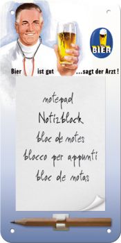 Notizblock-Schild 10 x 20 Bier ist gut